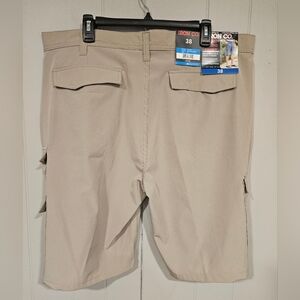 NWT Iron Co Men's Washed Stone 4-Way Stretch Hybrid Cargo Short 38 Tan